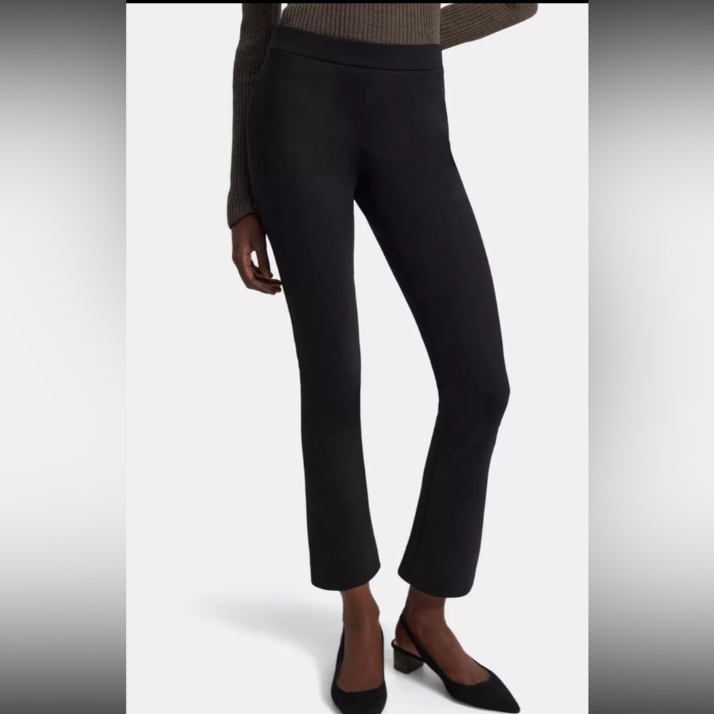 NWOT Theory Women’s Slim Kick Pull-on Pant In Black/Scuba Size P